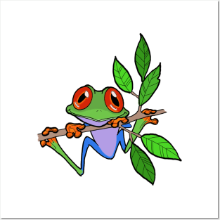 Adorable Tree Frog Sitting On A Branch Posters and Art